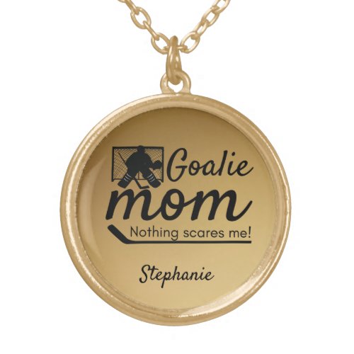 Hockey goalie Mom necklace gold