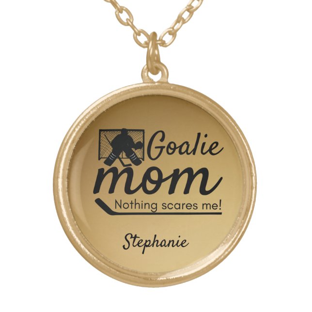 Hockey goalie Mom necklace gold (Front)