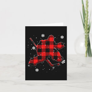 Hockey Goalie Plaid Christmas Card