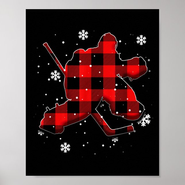 Hockey Goalie Plaid Christmas  Poster (Front)
