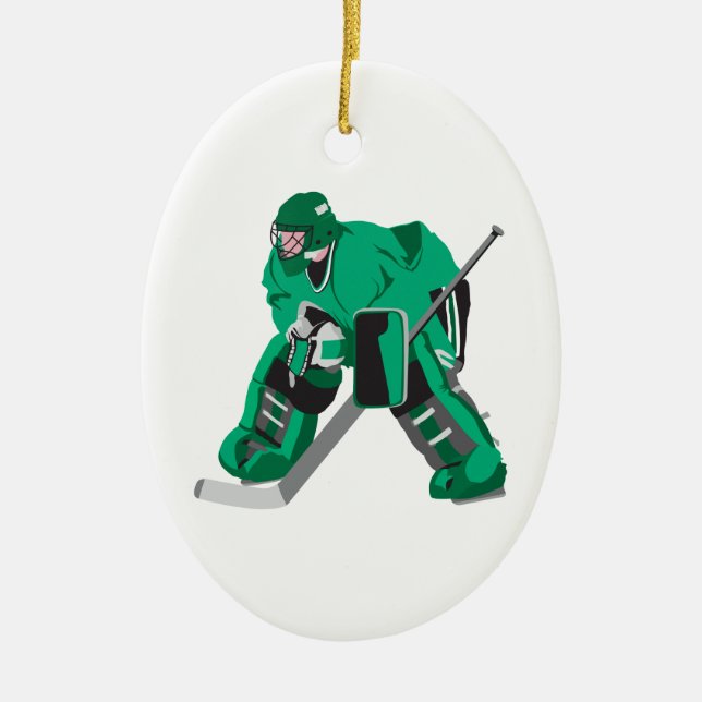 hockey goalie ready ceramic ornament (Front)