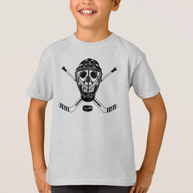 Hockey Goalie Skull Youth T-Shirt (Front)