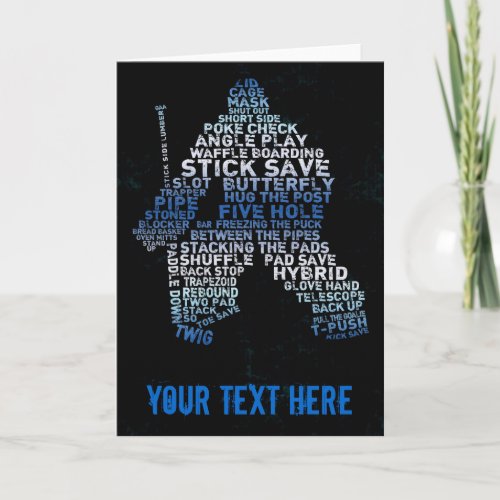 Hockey Goalie Text Art Greeting Card