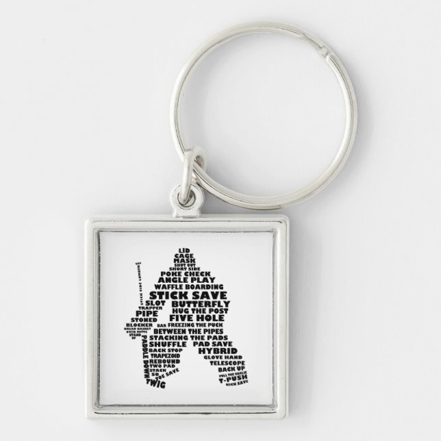 Hockey Goalie Text Art Keychain (Front)
