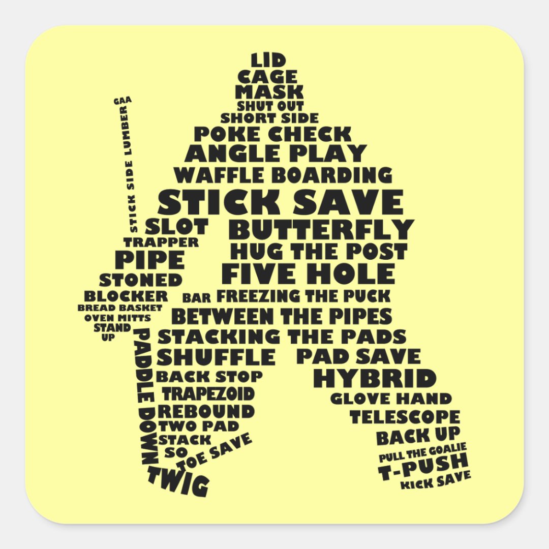 Hockey Goalie Text Art Square Sticker Zazzle