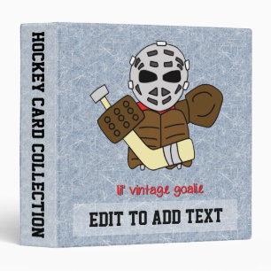 Hockey Goalie Trading Card Album, Customizable 3 Ring Binder