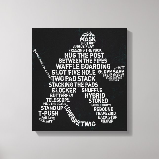 Hockey Goalie Typeography Art Canvas Print (Front)