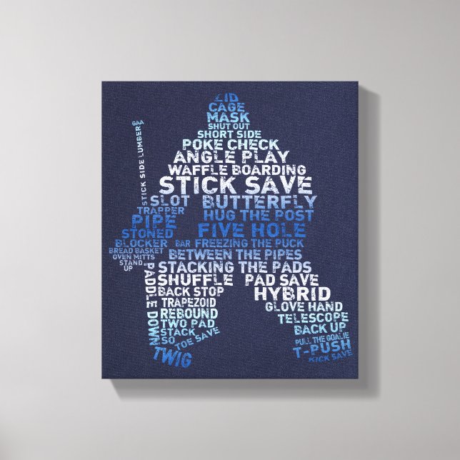 Hockey Goalie Typography Canvas Print (Front)