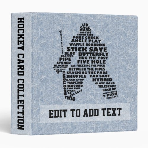 Hockey Goalie Typography Card Album Customizable Binder