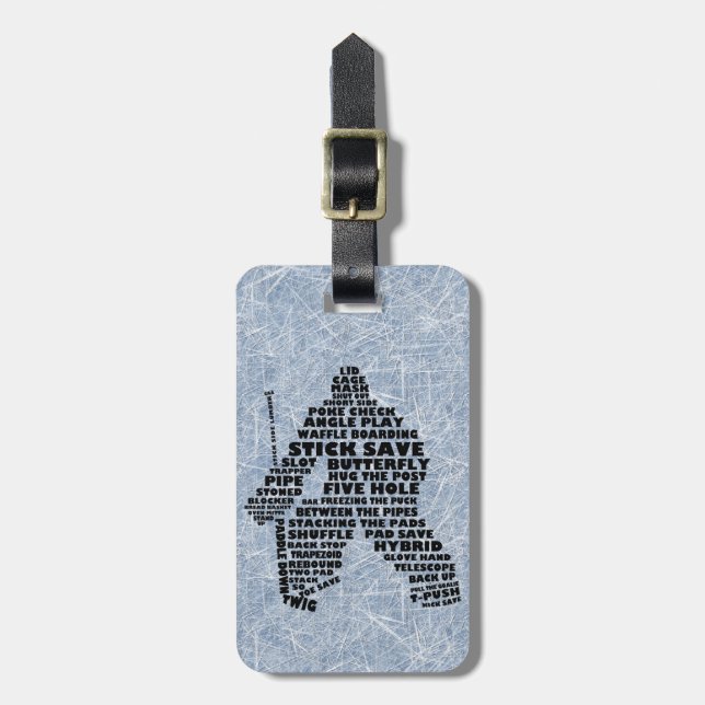 Hockey Goalie Typography Custom Luggage Tag (Front Vertical)