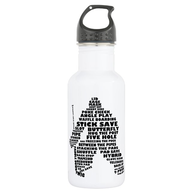 Hockey Goalie Typography Stainless Steel Water Bottle (Front)