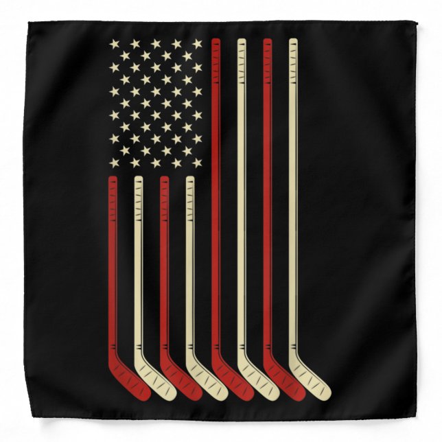 Hockey Goalie USA Flag Hockey Stick Ice Hockey Bandana (Front)