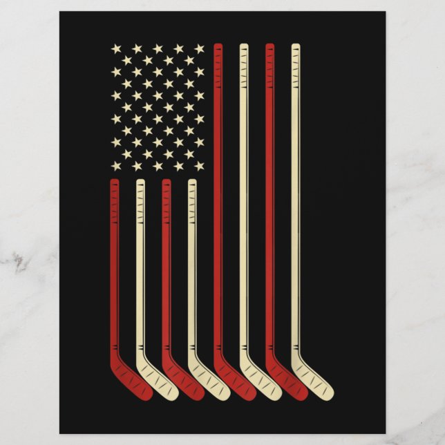 Hockey Goalie USA Flag Hockey Stick Ice Hockey Letterhead (Front)