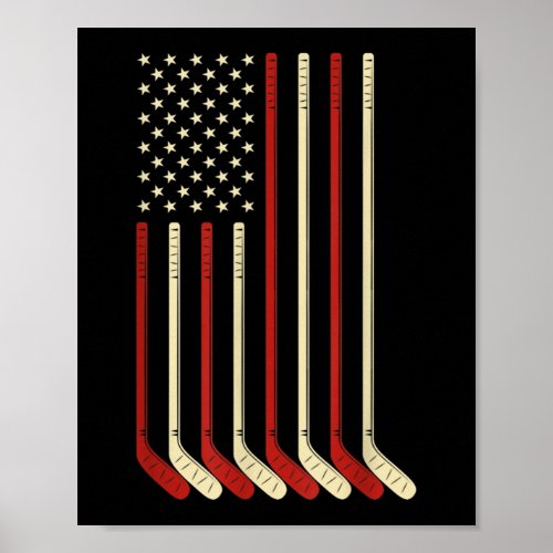 Hockey Goalie USA Flag Hockey Stick Ice Hockey Poster