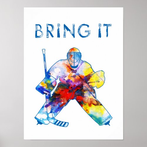 Hockey Goalie Watercolor Poster