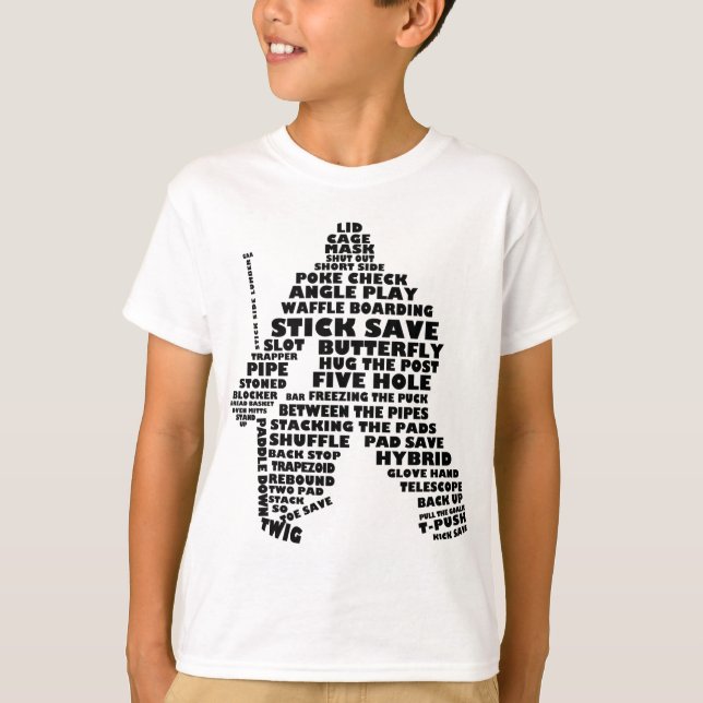 Hockey Goalie Word Art Children's T-Shirt (Front)