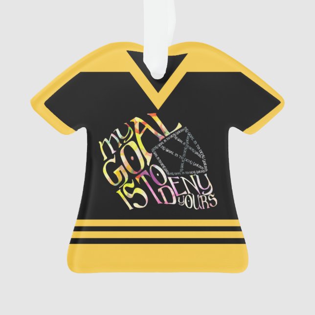 Hockey Goalie Word Art Mask Customizable Jersey Ornament (Front)