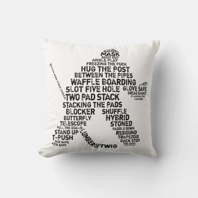 Hockey Goalie Word Art   Throw Pillow (Front)