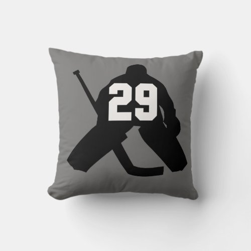 Hockey Goalie YOUR Number 29 Men Women Boys Girls Throw Pillow