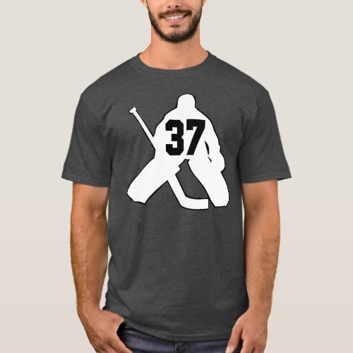 Hockey Goalie YOUR Number 37 Men Women Boys Girls T_Shirt