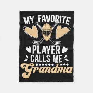 Hockey Grandma Proud Ice Hockey Player Grandmother Fleece Blanket
