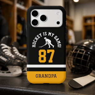 Hockey Grandpa Jersey Number Design iPhone 17 Pro Max Case