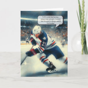 Hockey Greeting Card Center Player – "Play to Win"