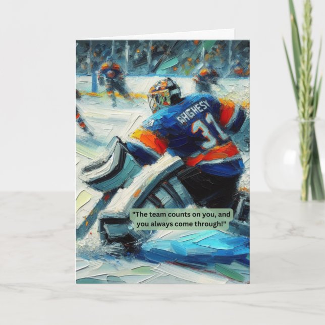 Hockey Greeting Card Goalie  Last Line of Defense (Front)