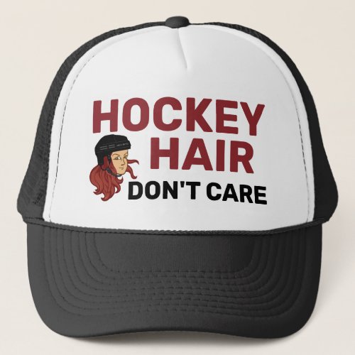Hockey Hair Dont Care Red Head Hair Trucker Hat
