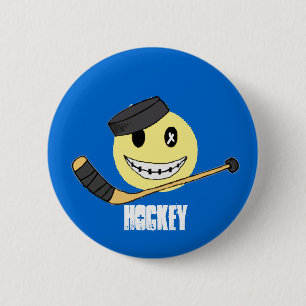 HOCKEY HAPPY PINBACK BUTTON