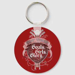 Hockey Hat Trick: Goals, Girls & Glory Keychain