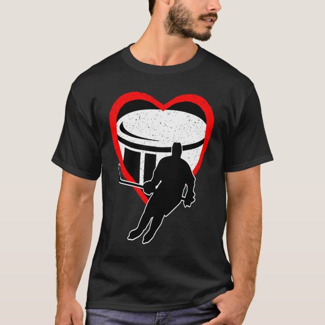 Hockey Heart Sport Love Anti Valentines Day T-Shirt (Front)