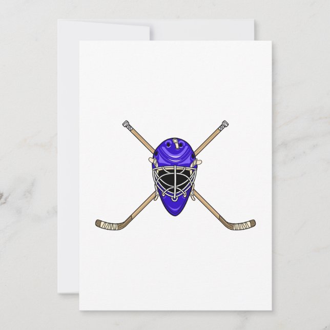 Hockey Helmet & Cross Sticks Blue Invitation (Front)