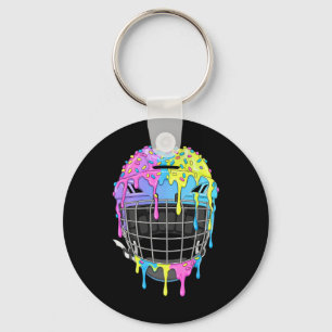 Hockey Helmet Ice Cream Drip For Hockey Player Boy Keychain