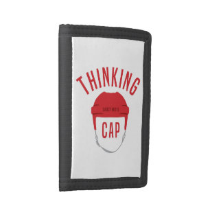 Hockey Helmet Thinking Cap red Trifold Wallet