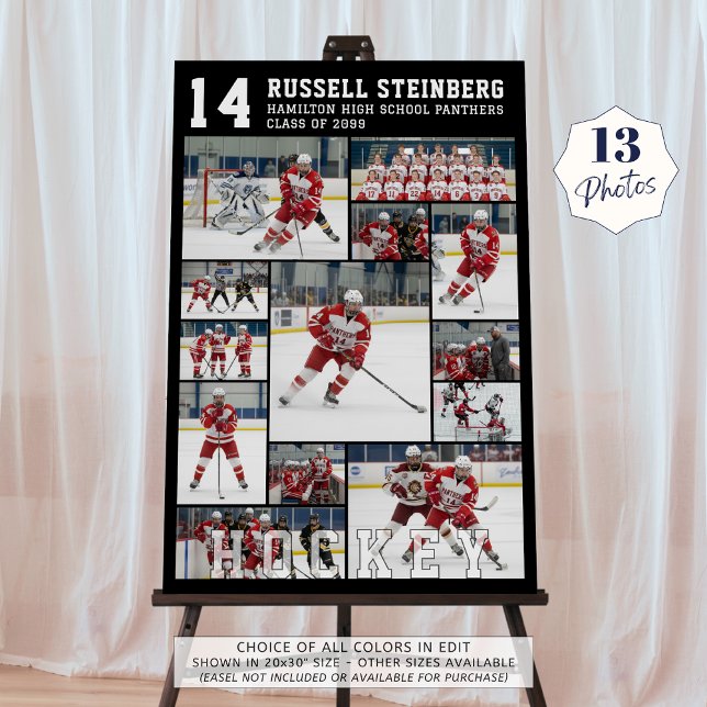 Hockey High School Senior 13 Photo Collage Foam Board (Creator Uploaded)