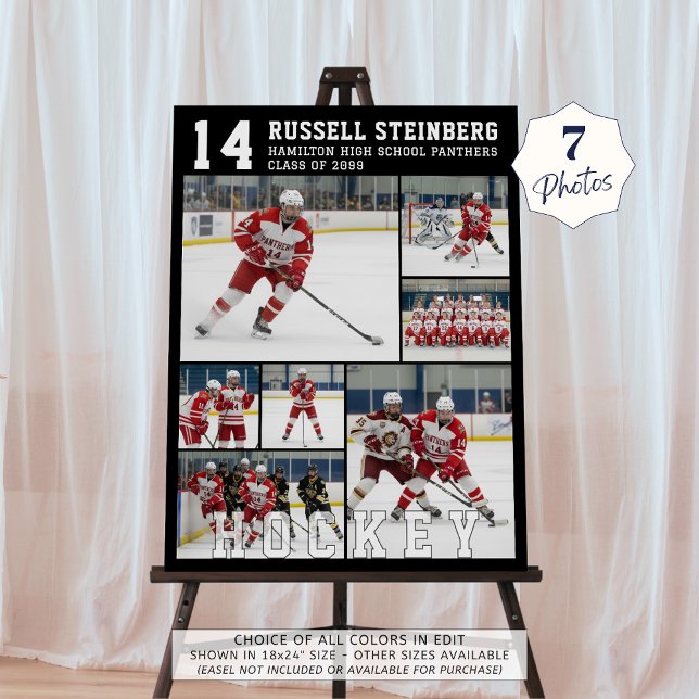 Hockey High School Senior 7 Photo Collage Foam Board (Creator Uploaded)