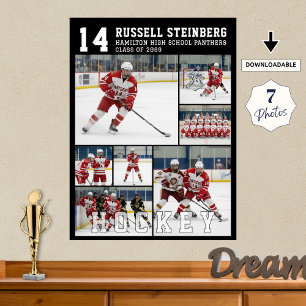 Hockey High School Senior 7 Photo Collage Poster