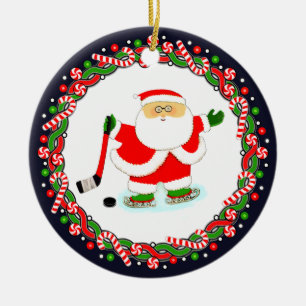 Hockey Holiday Gift Ceramic Ornament