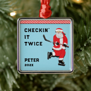 Hockey Holiday Gift Metal Ornament