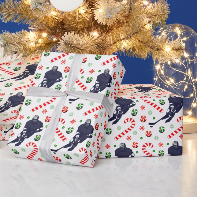Hockey Holiday Gift Wrapping Paper (Holidays)