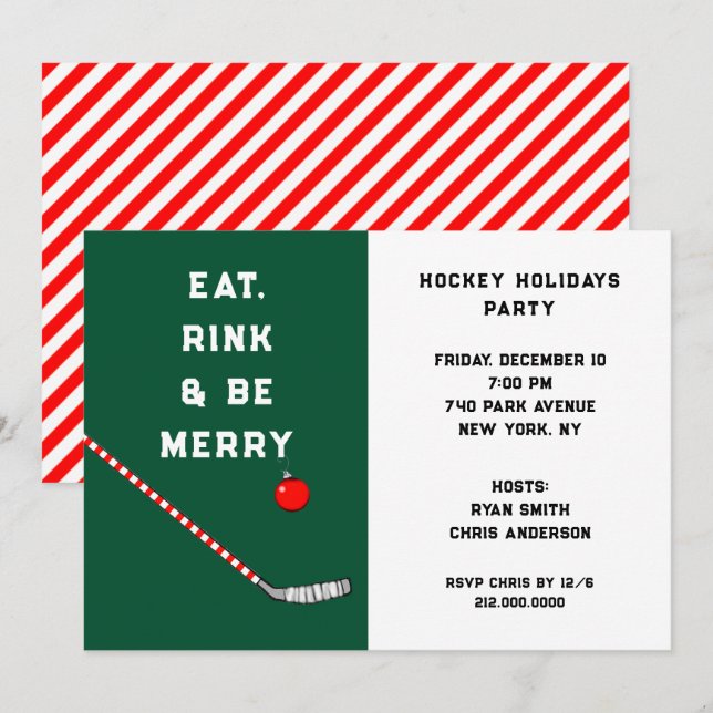 Hockey Holiday Party Invitations (Front/Back)