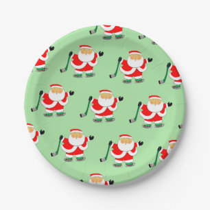 Hockey Holiday Party Paper Plates