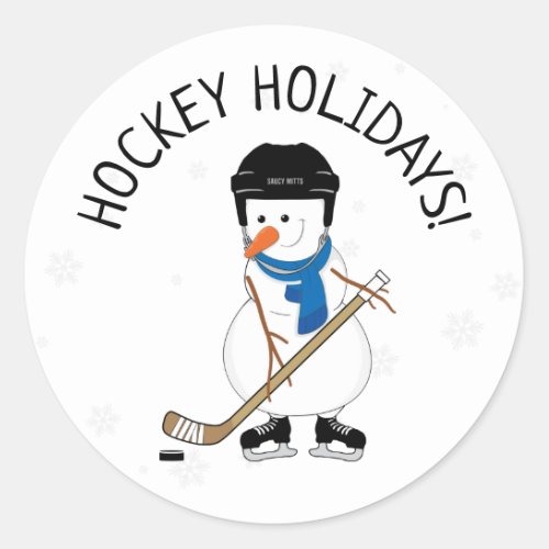 Hockey Holidays Hockey Snowman Christmas Classic Round Sticker