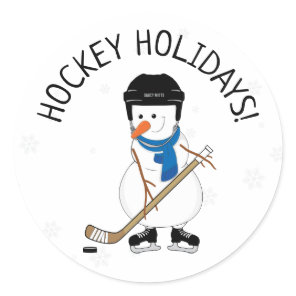 Hockey Holidays Hockey Snowman Christmas Classic Round Sticker