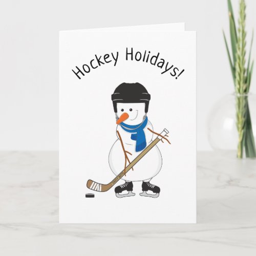 Hockey Holidays Snowman Christmas Holiday Card