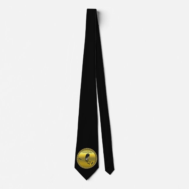 Hockey I Love custom design with stick and helmet Tie (Front)