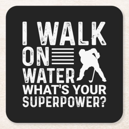 Hockey I Walk On Water Square Paper Coaster