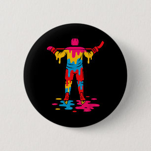 Hockey Ice Cream Drip Boys Girls Ice Hockey Youth Button