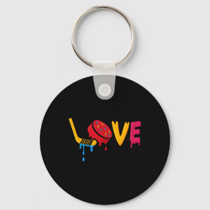 Hockey Ice Cream Drip Boys Ice Hockey Love Youth P Keychain